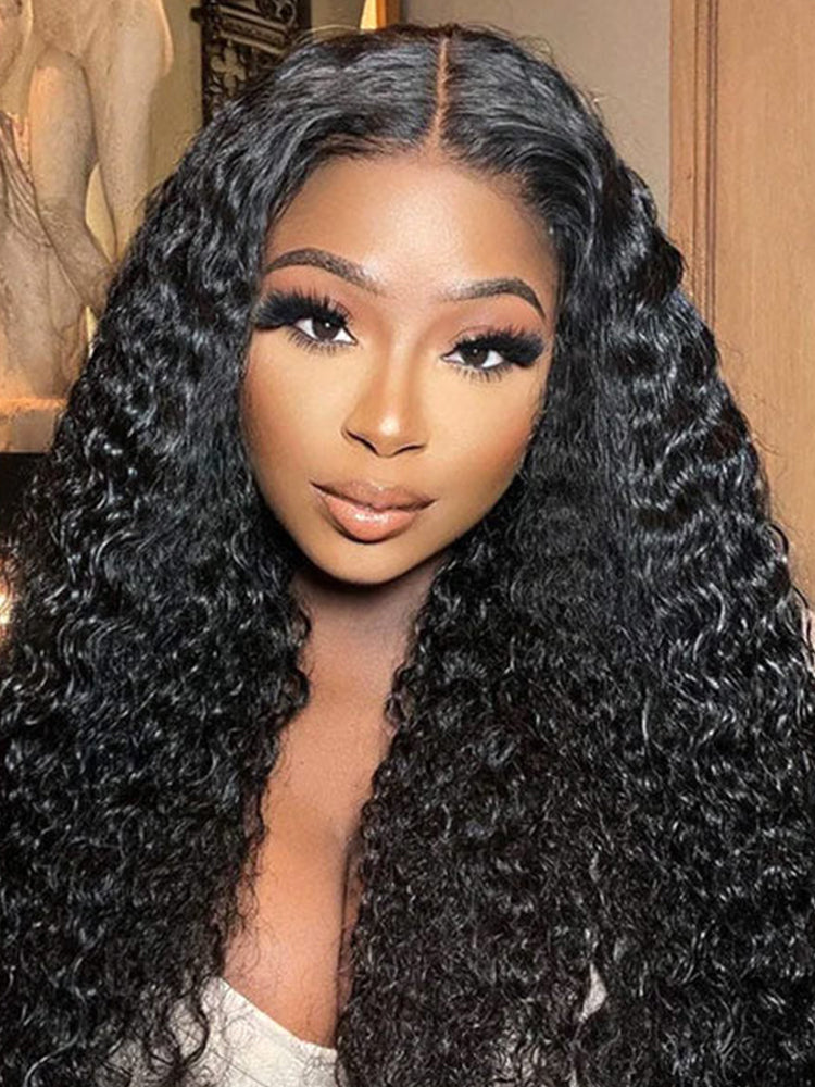 （Christmas Limited Sale）Water Wave  Human Hair Swiss Lace T Part Wig Preplucked Hairline 250% Density Wigs