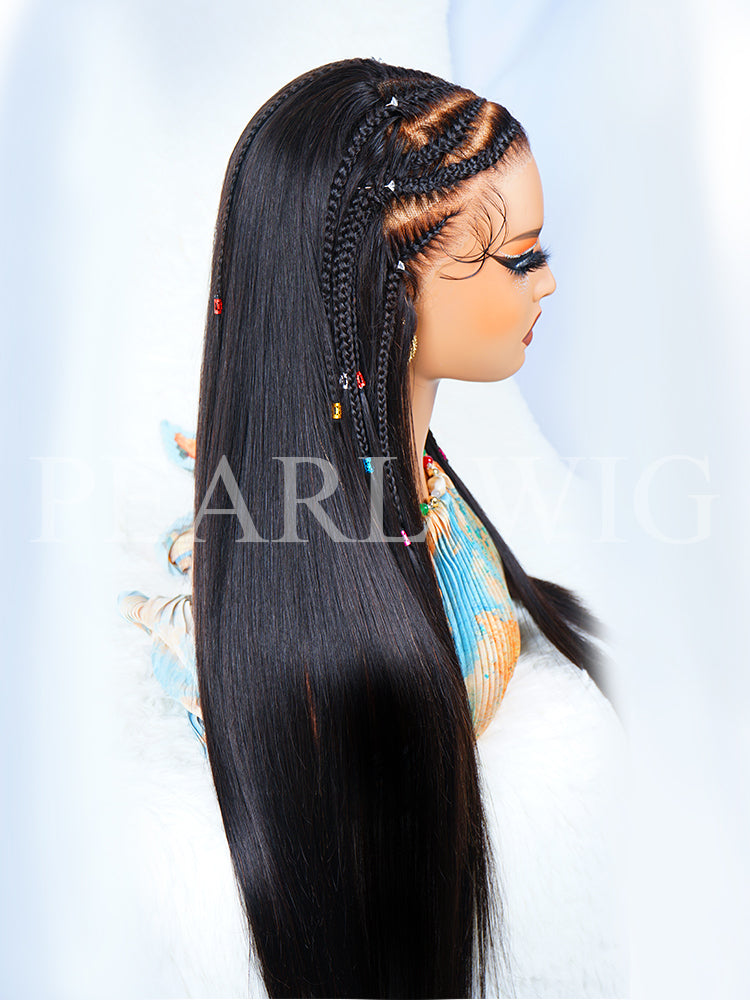 Pre-Braiding Straight Glueless Wigs Mini Knot Oversized Lace Pre-Cut 13x4 Human Hair Wig