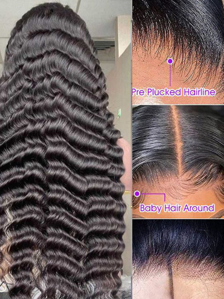 Loose Deep Wave HD Lace Human Hair 360 Lace Front Wigs Pre Plucked Wig