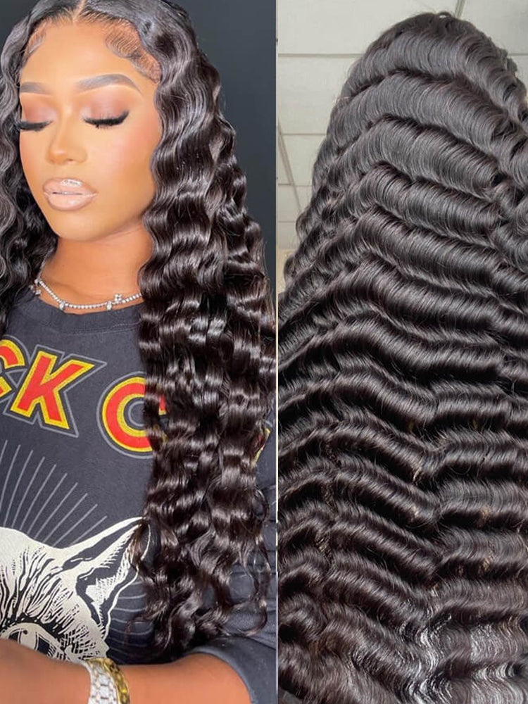 Pre Plucked 13x6 HD Lace Wigs Loose Deep Wave Human Hair Lace Front Wig