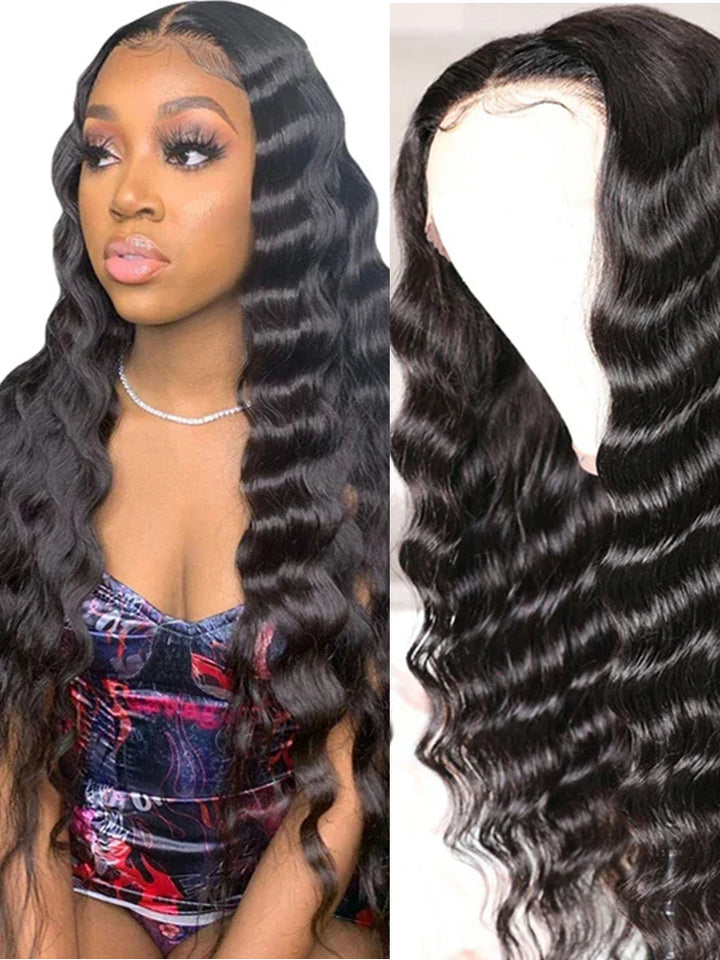 Pre Plucked 13x6 HD Lace Wigs Loose Deep Wave Human Hair Lace Front Wig