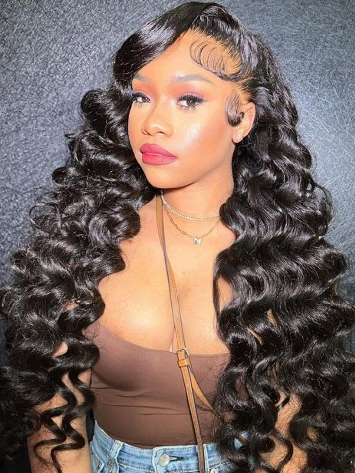 Loose Deep Wave Wigs 5x5 HD Lace Closure Wig Transparent Lace Pre Plucked Wig