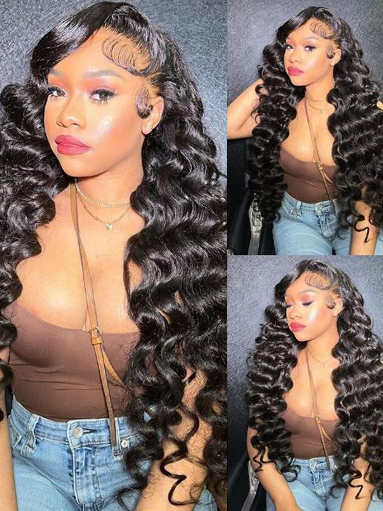 Loose Deep Wave Wigs 5x5 HD Lace Closure Wig Transparent Lace Pre Plucked Wig