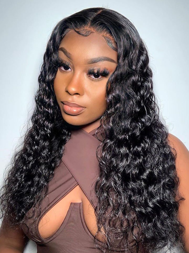 Deep Wave Invisi-String Snug Fit for 360 Skin Lace Frontal Pre-cut & Pre-bleached Human Hair Wig