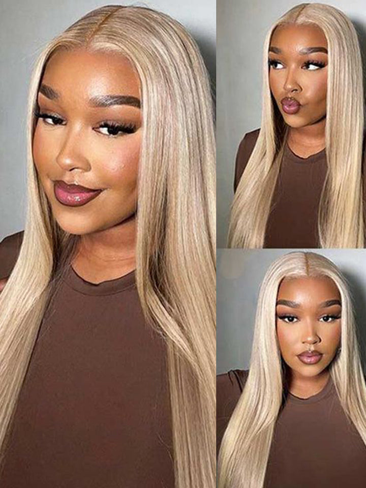 Straight Human Hair Wig Blonde Color 13x4 HD Lace Front Wigs #P27/613 Highlight Colored Wigs