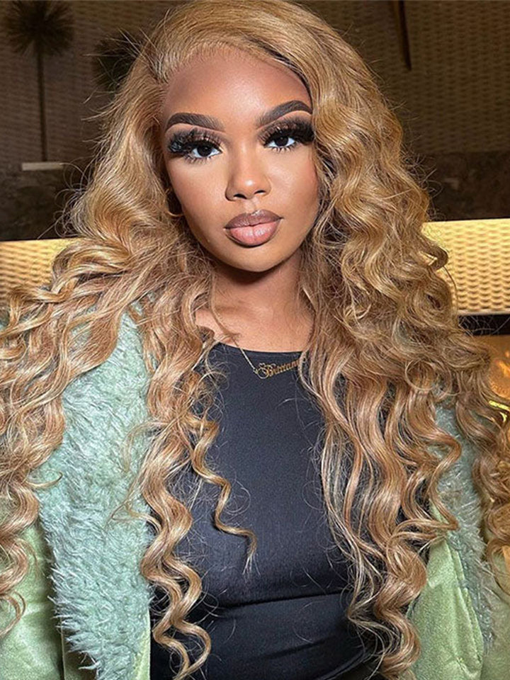 Loose Deep Wave Honey Blonde Lace Front Wig #27 Color 13×4 Frontal HD Lace Wig