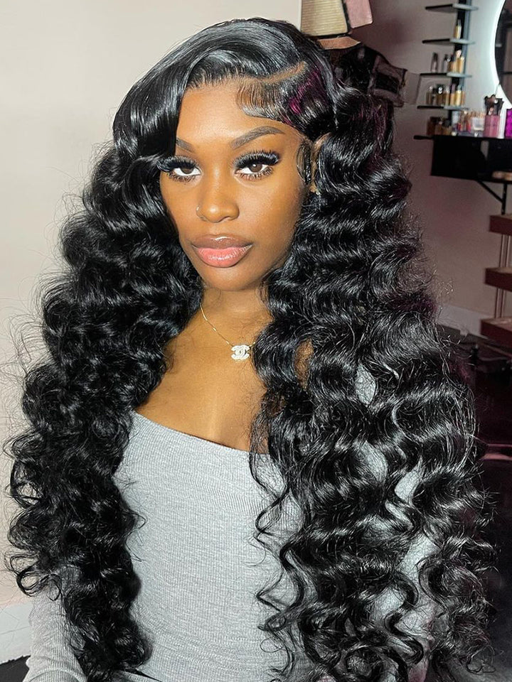 Loose Deep Wave HD Lace Human Hair 360 Lace Front Wigs Pre Plucked Wig