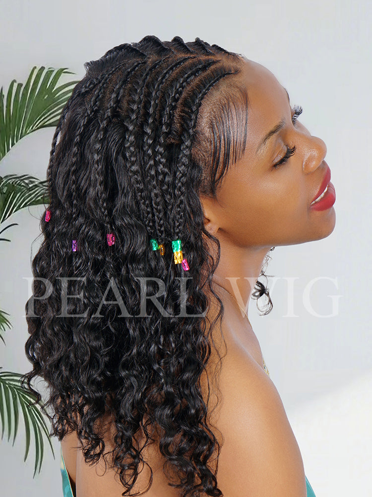 Pre-Braiding Bob Honey Gold Water Wave Wig Pre-Cut 7x6 Glueless Human Hair Wigs