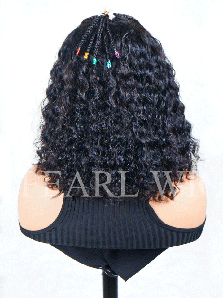 Pre-Braiding Bob Water Wave Wig 13x4 Glueless Wigs Mini Knot Pre-Cut Wig Human Hair Wig