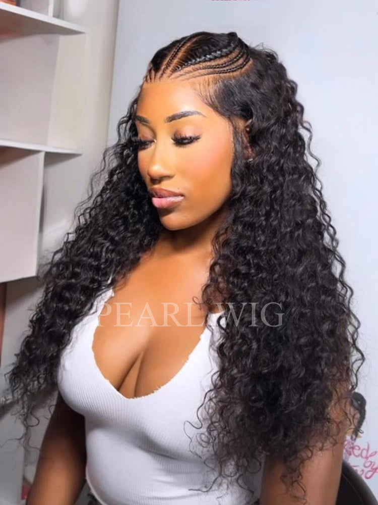 Pre-Braiding Deep Wave Human Hair Wig 13x6 MAX HD Lace Front Wigs 250% Density Wig