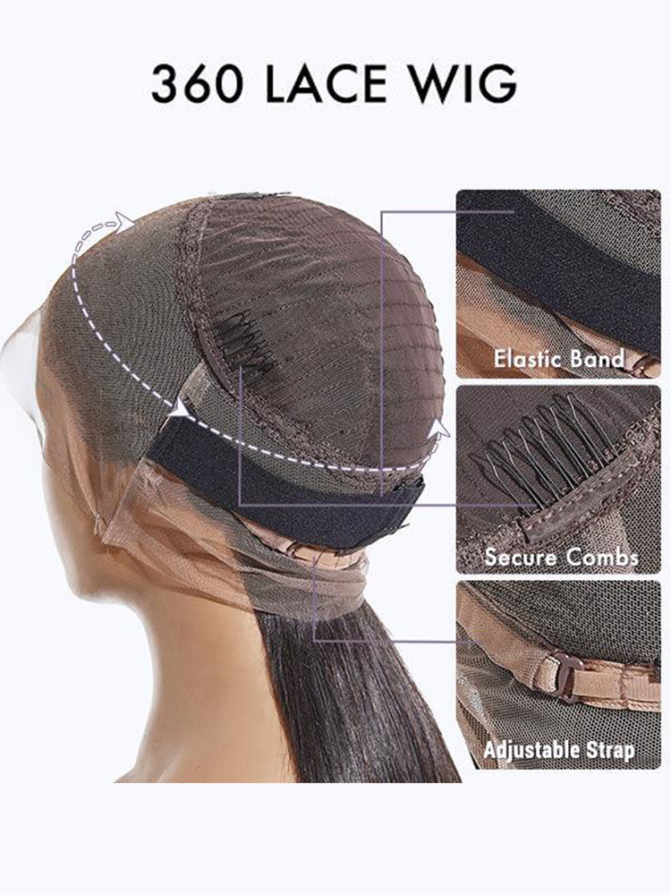 Deep Wave Invisi-String Snug Fit for 360 Skin Lace Frontal Pre-cut & Pre-bleached Human Hair Wig