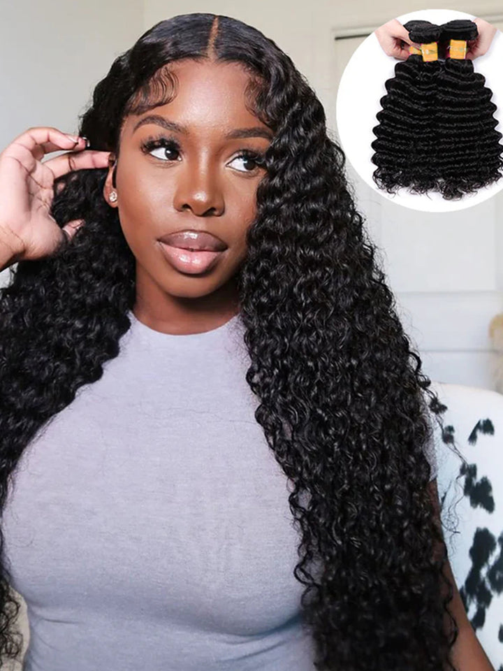 Brazilian Deep Wave Bundles 100% Unprocessed Virgin Human Hair Bundles For Women