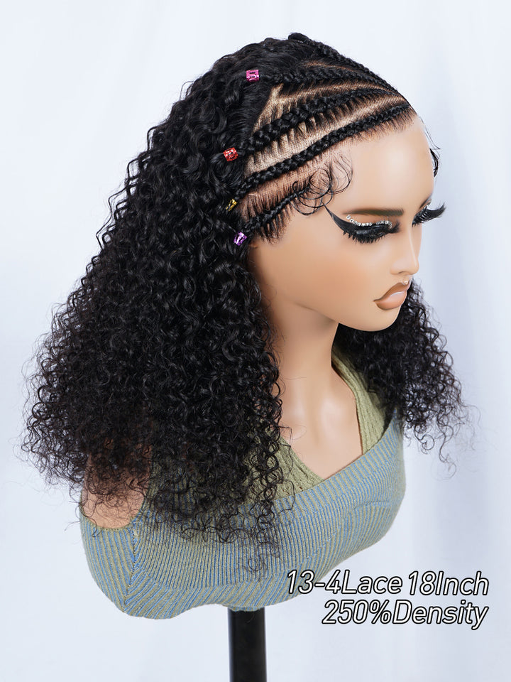 Kinky Curly Human Hair Wig Pre-Braiding 13x4 HD Lace Front Wigs 250% Density Pre Cut Lace Wig