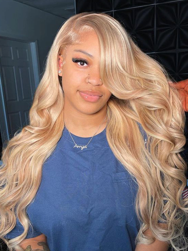 Straight Human Hair Wig Blonde Color 13x4 HD Lace Front Wigs #P27/613 Highlight Colored Wigs