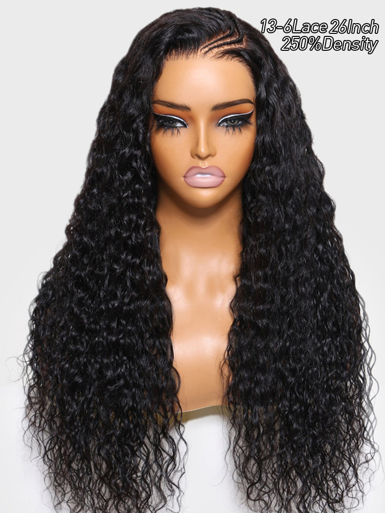 Pre-Braiding Ready To Go Water Wave Human Hair Wig HD Transparent Lace Front Wigs