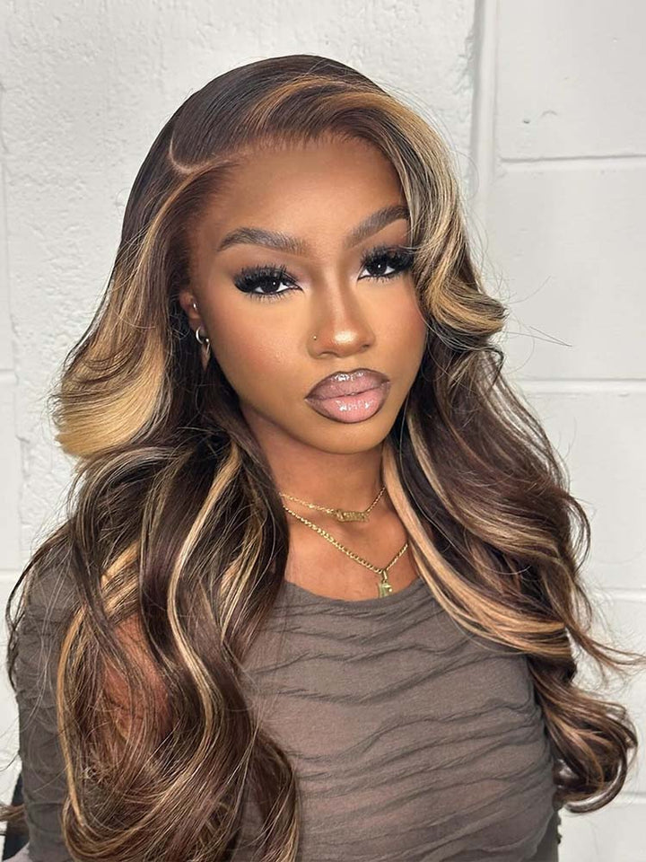 Body Wave Lace Frontal Wigs Highlight Piano Color 13*4 HD Lace frontal Human Hair Wig