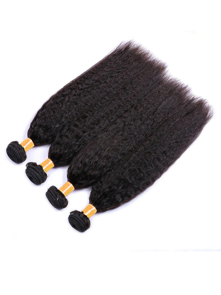 Kinky Straight Human Hair Bundles 100% Unprocessed Human Hair Yaki For Women