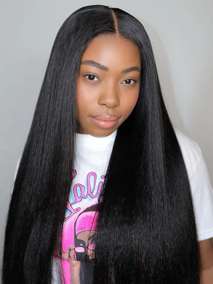 Kinky Straight Human Hair Bundles 100% Unprocessed Human Hair Yaki For Women