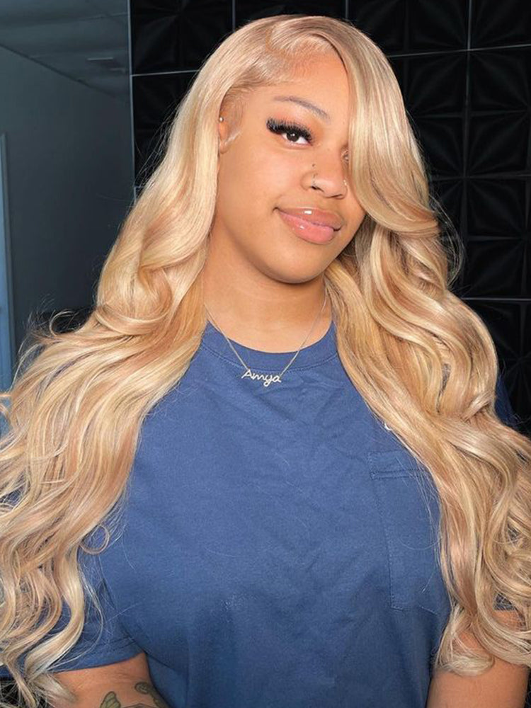 Straight Human Hair Wig Blonde Color 13x4 HD Lace Front Wigs #P27/613 Highlight Colored Wigs