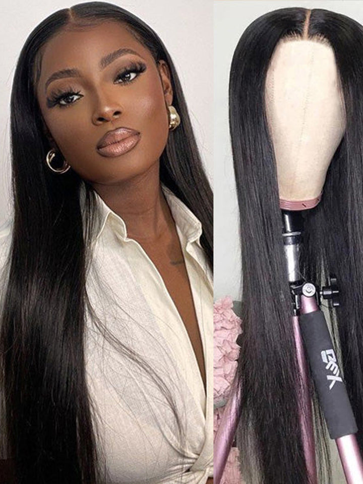 Long Straight Human Hair Wigs 13x6 HD Transparent Lace Frontal Wig 250% Density Wig