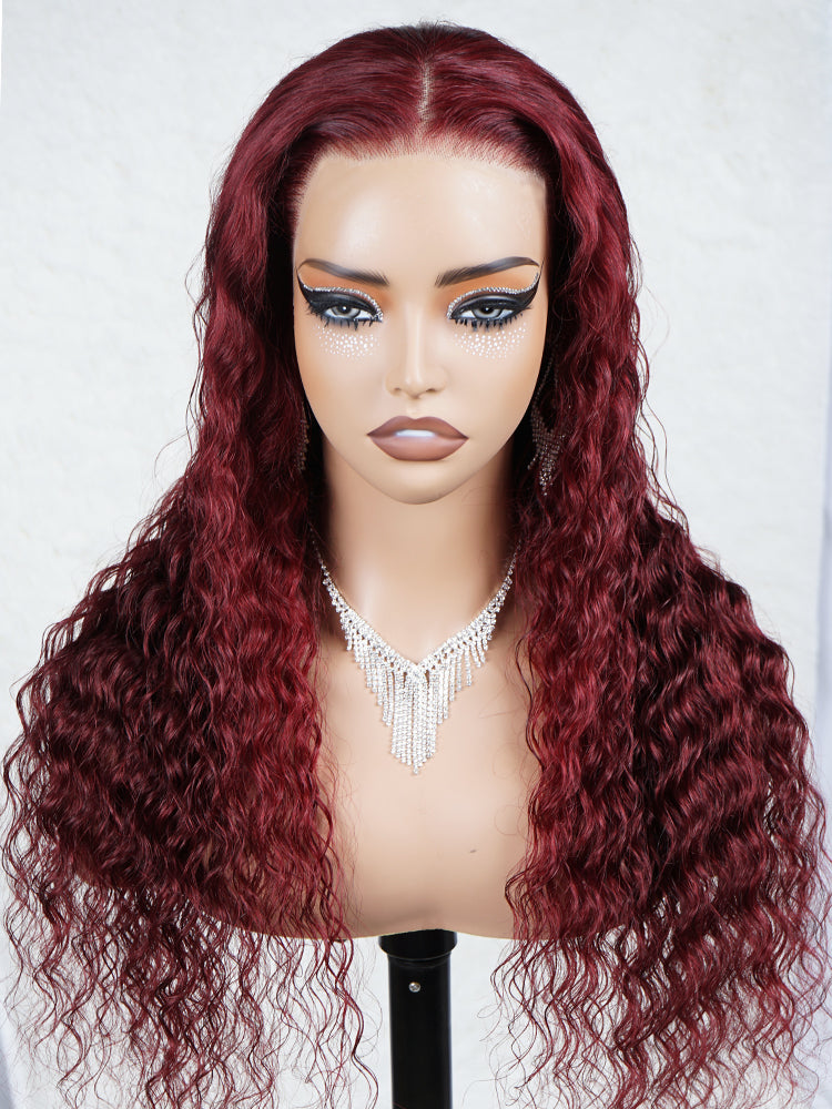 Burgundy Straight Human Hair 13x4 Lace HD Transparentce Human Hair Wig 180% Density Pre-Everything Wig