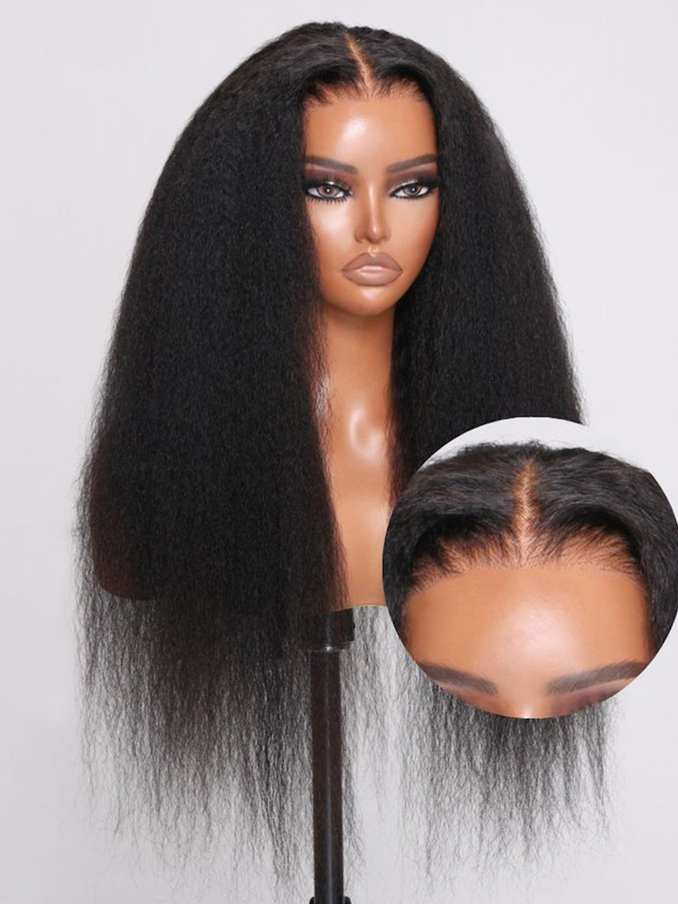 Kinky Straight 360 Lace Frontal Wigs Pre Plucked HD Lace Human Hair Wigs