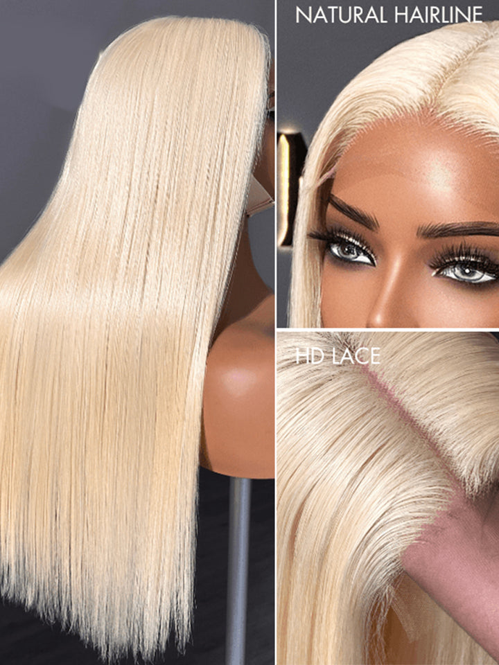 #613 Blonde Color Straight Human Hair Wig 7X6 Glueless Lace Frontal Human Hair Wig