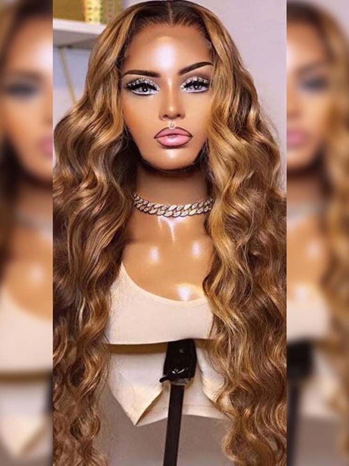 Body Wave Lace Frontal Wigs Highlight Piano Color 13*4 HD Lace frontal Human Hair Wig