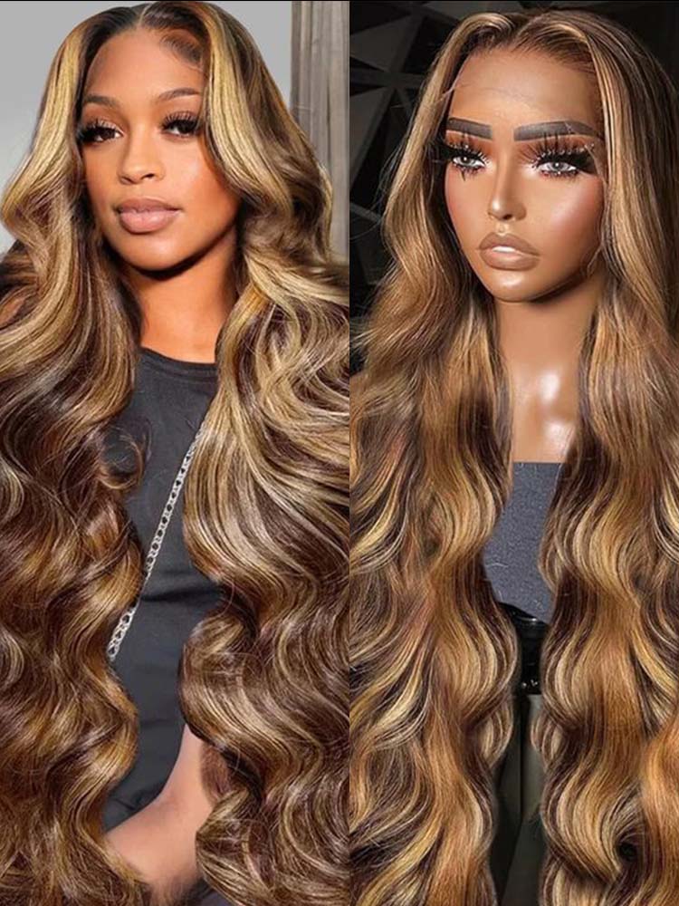 Body Wave Lace Frontal Wigs Highlight Piano Color 13*4 HD Lace frontal Human Hair Wig