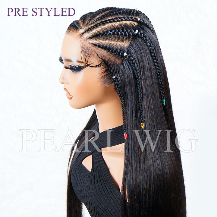 Pre-Braiding Straight Glueless Wigs Mini Knot Oversized Lace Pre-Cut 13x4 Human Hair Wig