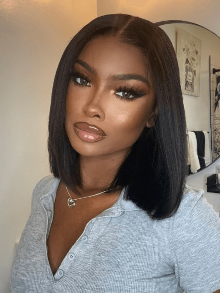 Bob Straight T part Lace Closure Wig 6x1.5 Lace Human Hair Bob Wig For Women