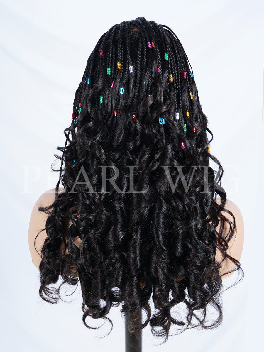 Pre-Braiding Kinky Curly Knotless Box Braided Wig 13x6 HD Lace Wig 100% Human Hair Wig Body Wave Human Hair Wig