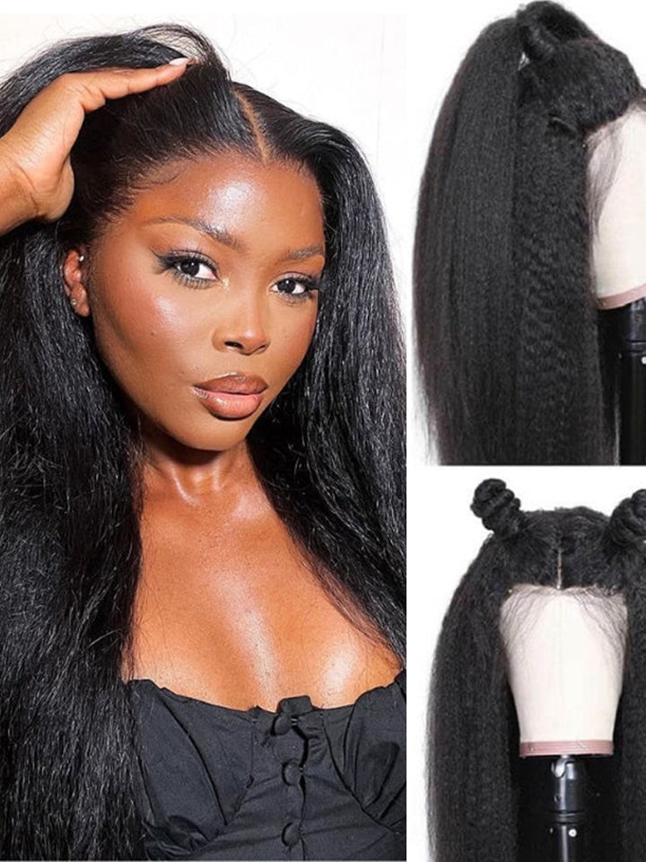 Wear Go Mini Knots Kinky Straight Hair HD Lace Front Wig 9x6 Glueless Human Hair Wigs