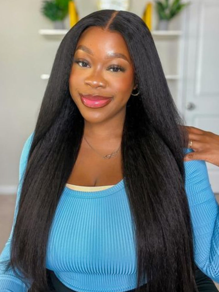 Wear Go Mini Knots Kinky Straight Hair HD Lace Front Wig 9x6 Glueless Human Hair Wigs