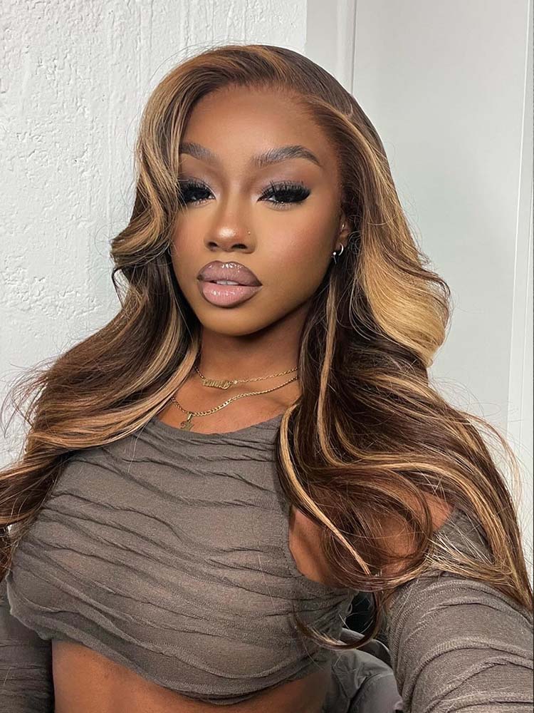 Body Wave Lace Frontal Wigs Highlight Piano Color 13*4 HD Lace frontal Human Hair Wig