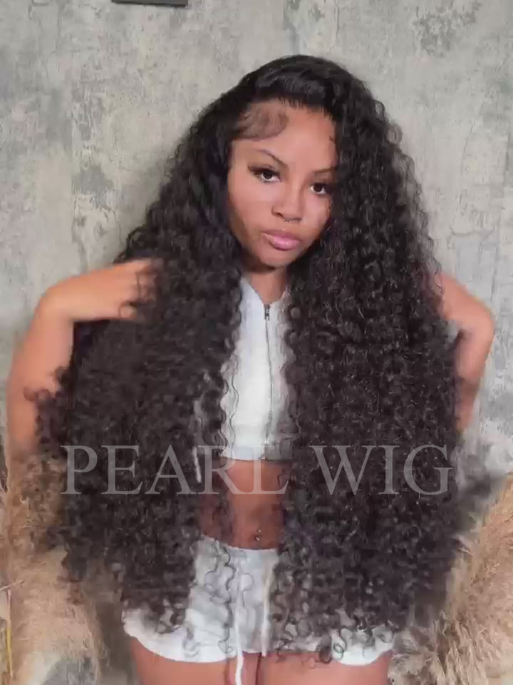 Glueless Kinky Curly Hair Wig Lace Closure Long  250% Density 7X6 Closure Wig