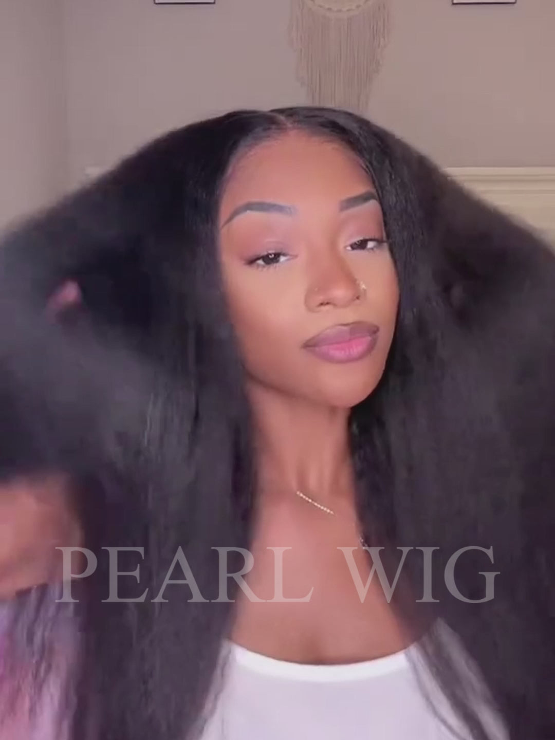 PEARL WIG Kinky Straight Lace Front Wig Pre-cut 5X5 HD Lace Invisible Knot Ready & Go Glueless Wigs