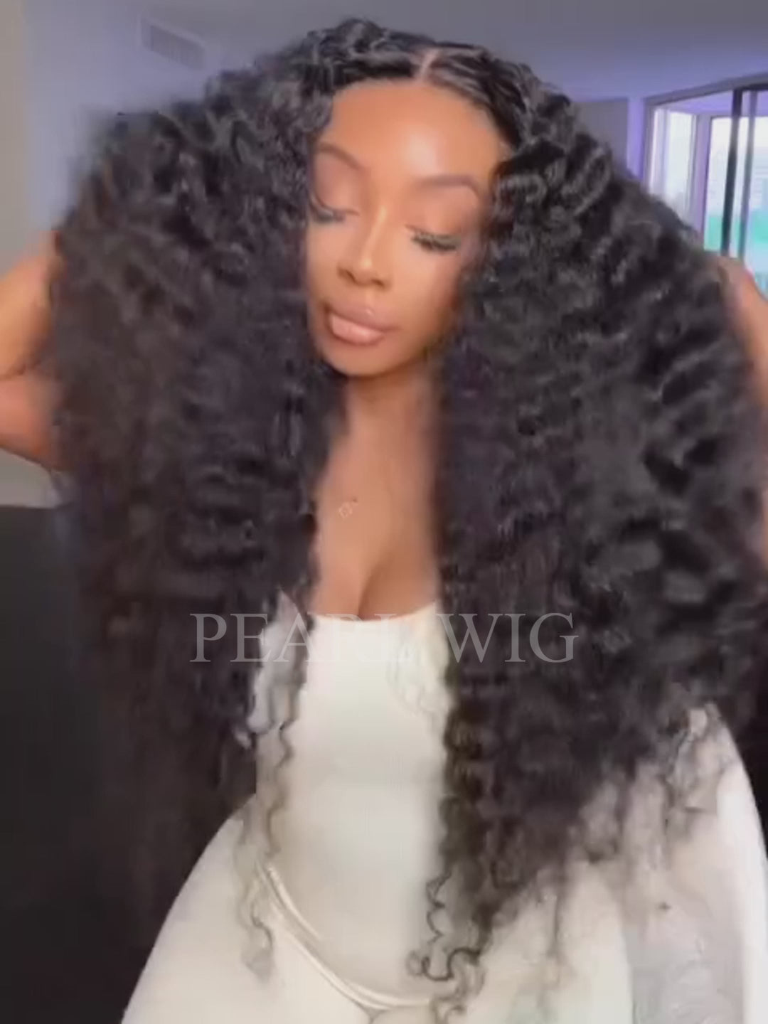 PEARL WIG Kinky Curly Wave Wig Ready & Go 5x5 Glueless Wigs Invisible Knot Wig For Woman