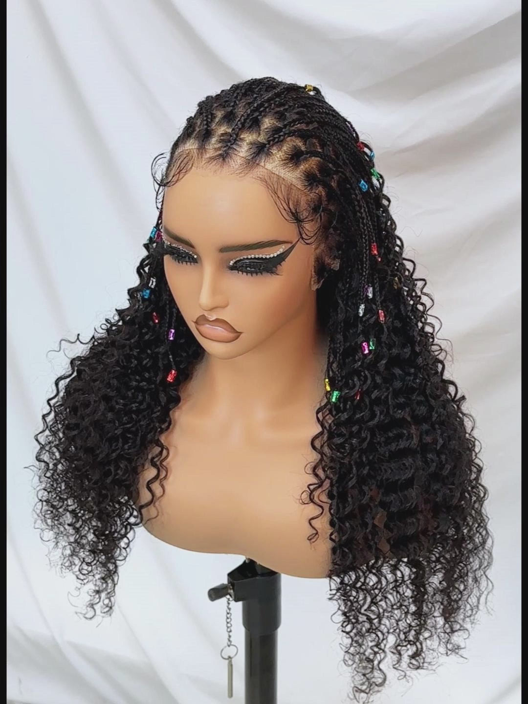 Pre-Braiding Kinky Curly Knotless Box Braided Wig 13x6 HD Lace Wig 100% Human Hair Wig Body Wave Human Hair Wig