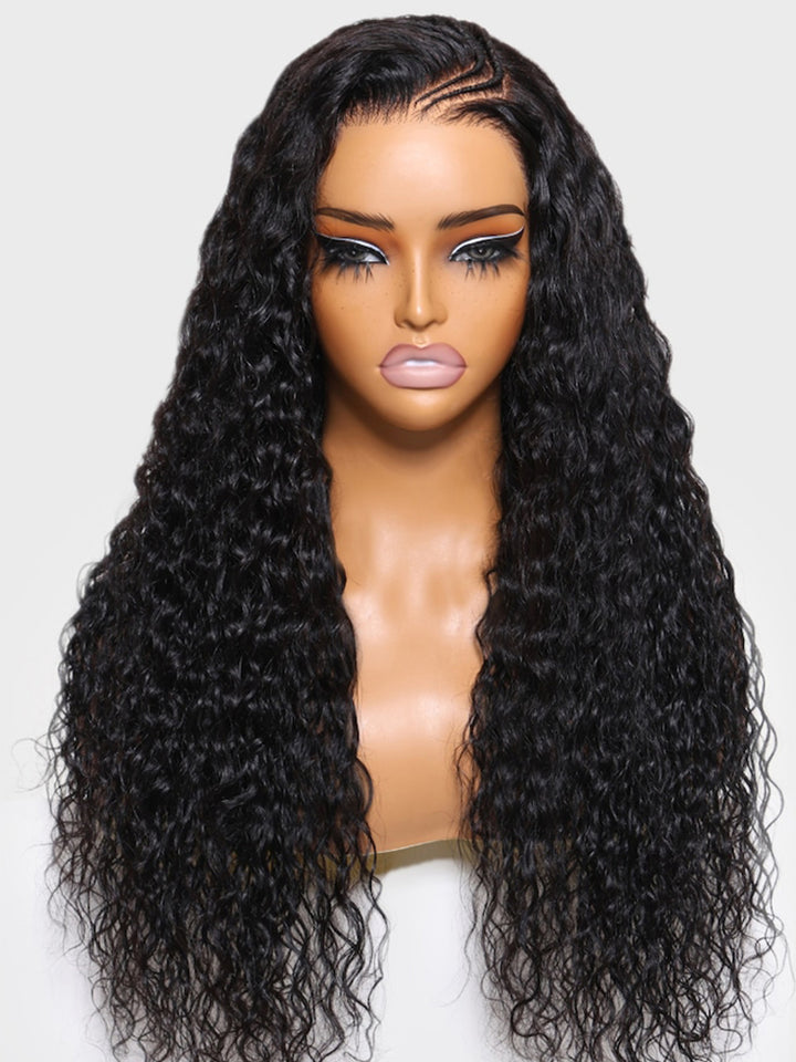 Pre-Braiding Ready To Go Water Wave Human Hair Wig HD Transparent Lace Front Wigs