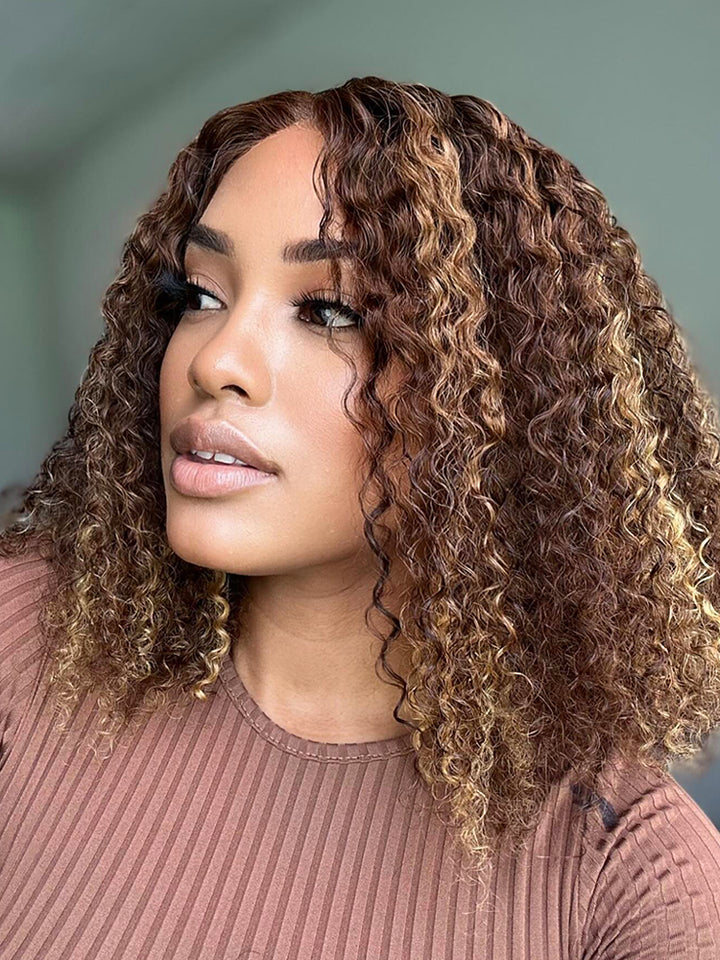 Wear Go Glueless Bob Wig Highlights Ombre Water Wave 6x4.6 Pre Cut HD Lace Wigs